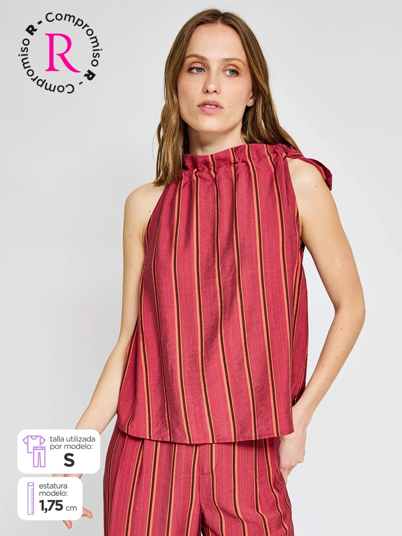 BLUSA MUJER REGATTA HALTER SIN MANGAS RAYAS
