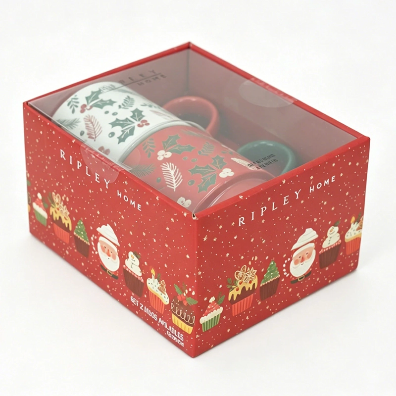 SET X2 MUG RIPLEY HOME HOJAS BLANCO/ROJO - 2