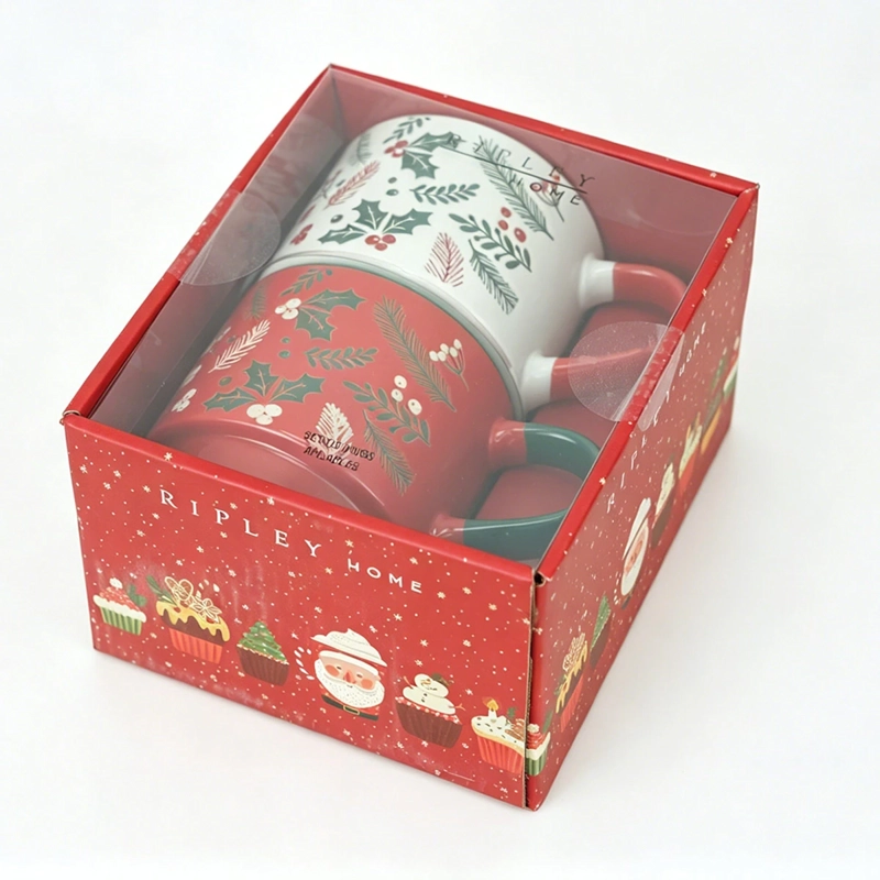 SET X2 MUG RIPLEY HOME HOJAS BLANCO/ROJO - 3