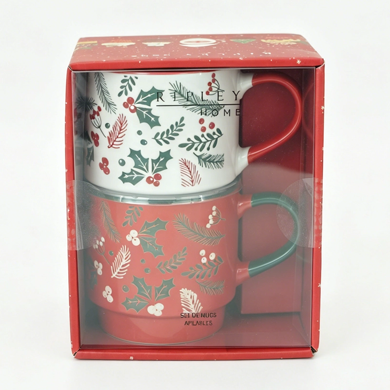 SET X2 MUG RIPLEY HOME HOJAS BLANCO/ROJO - 4