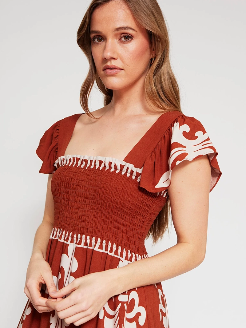 VESTIDO MUJER TATIENNE ESCOTE PANAL MANGA VUELOS - 4