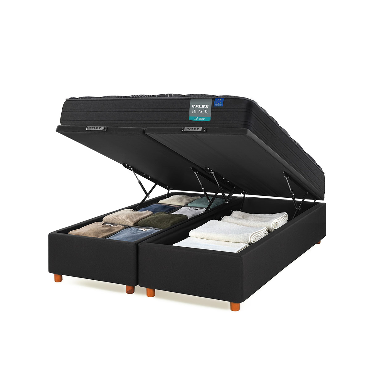 BASE CAMA FLEX BAUL 2 PLAZAS BOX B/D NEGRO - 3
