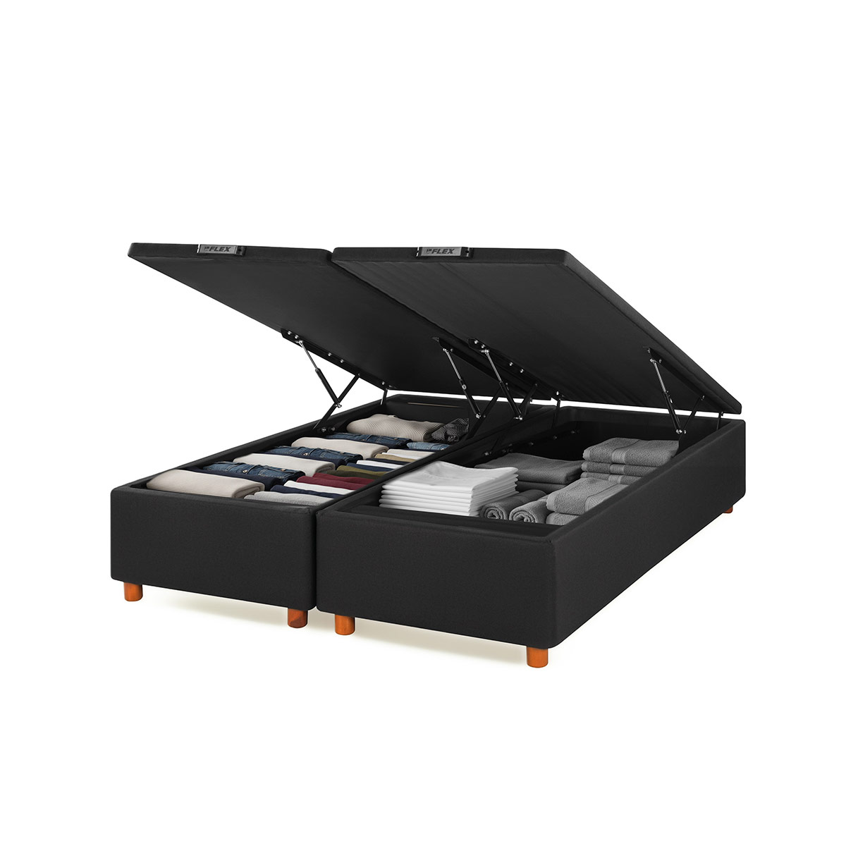 BASE CAMA FLEX BAUL 2 PLAZAS BOX B/D NEGRO - 4
