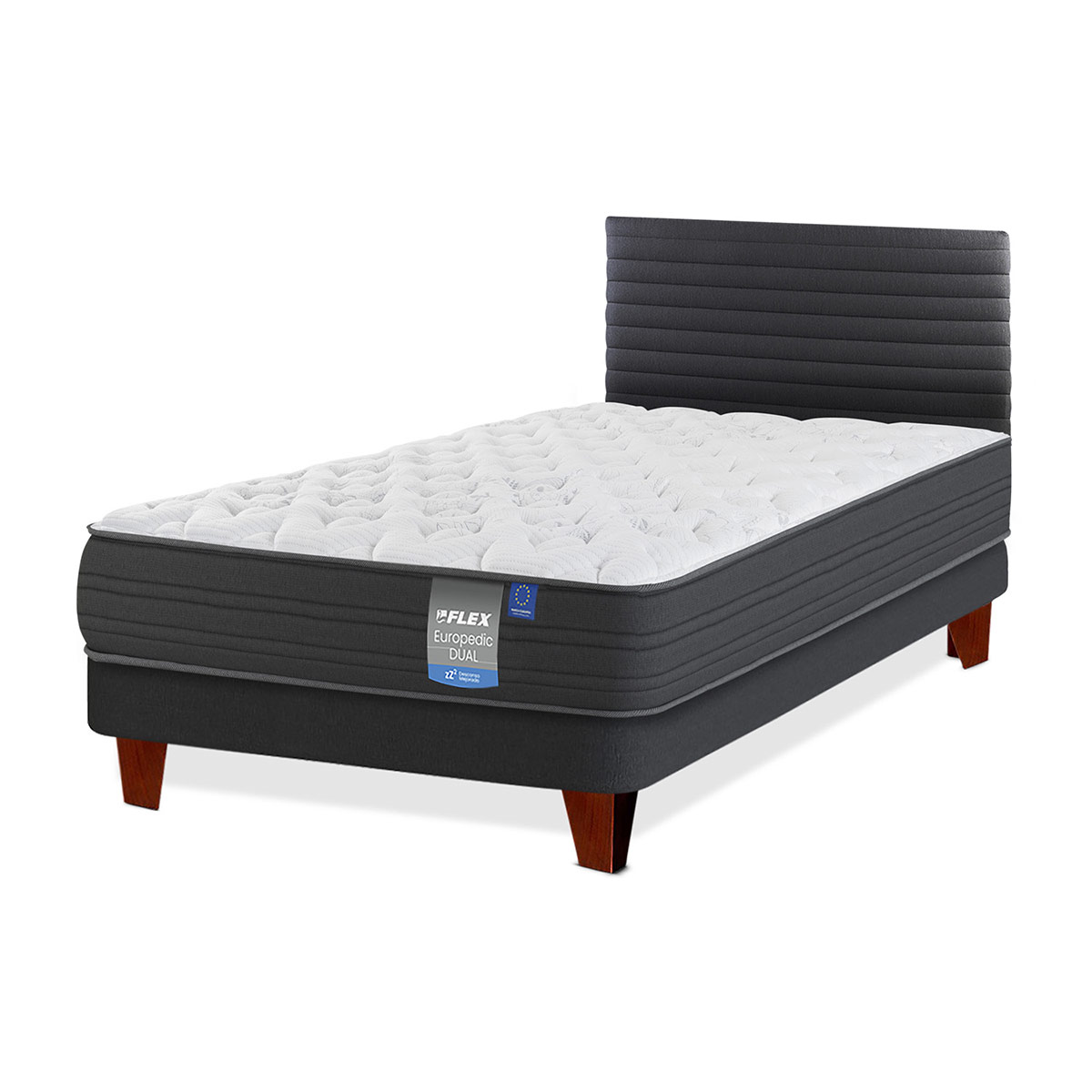 JUEGO DE DORMITORIO FLEX CAMA EUROPEA EUROPEDIC 1.5 PLAZAS + RESPALDO MODERN - 1