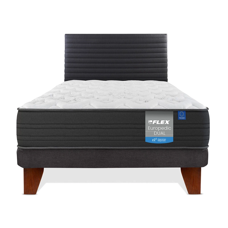 JUEGO DE DORMITORIO FLEX CAMA EUROPEA EUROPEDIC 1.5 PLAZAS + RESPALDO MODERN - 2