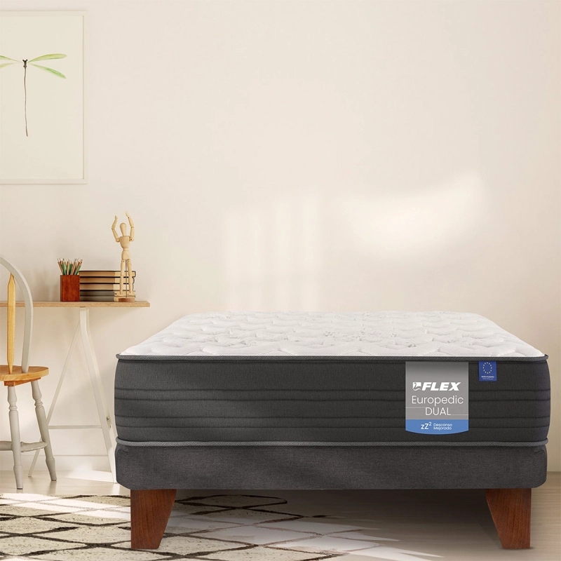 JUEGO DE DORMITORIO FLEX CAMA EUROPEA EUROPEDIC 1.5 PLAZAS + RESPALDO MODERN - 6