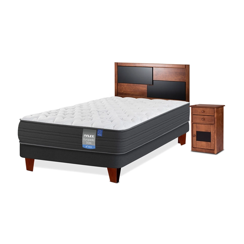 JUEGO DE DORMITORIO FLEX CAMA EUROPEA EUROPEDIC 1.5 PLAZAS + SET COLONIA - 1