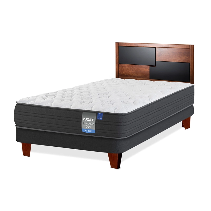 JUEGO DE DORMITORIO FLEX CAMA EUROPEA EUROPEDIC 1.5 PLAZAS + RESPALDO COLONIA - 1