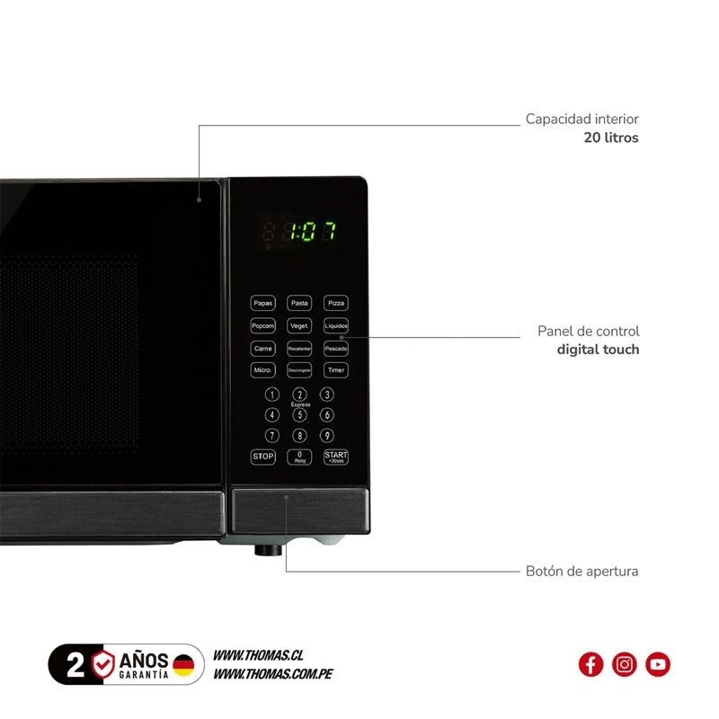 MICROONDAS THOMAS 20L EHM-THMW20DN - 7