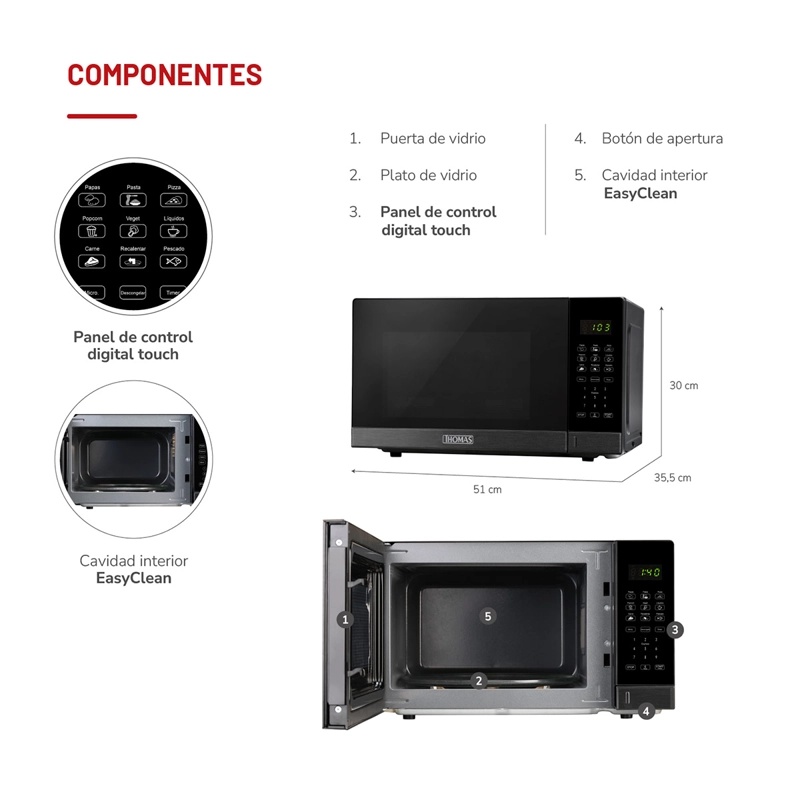 MICROONDAS THOMAS 30L EHM-THMW30DN - 6
