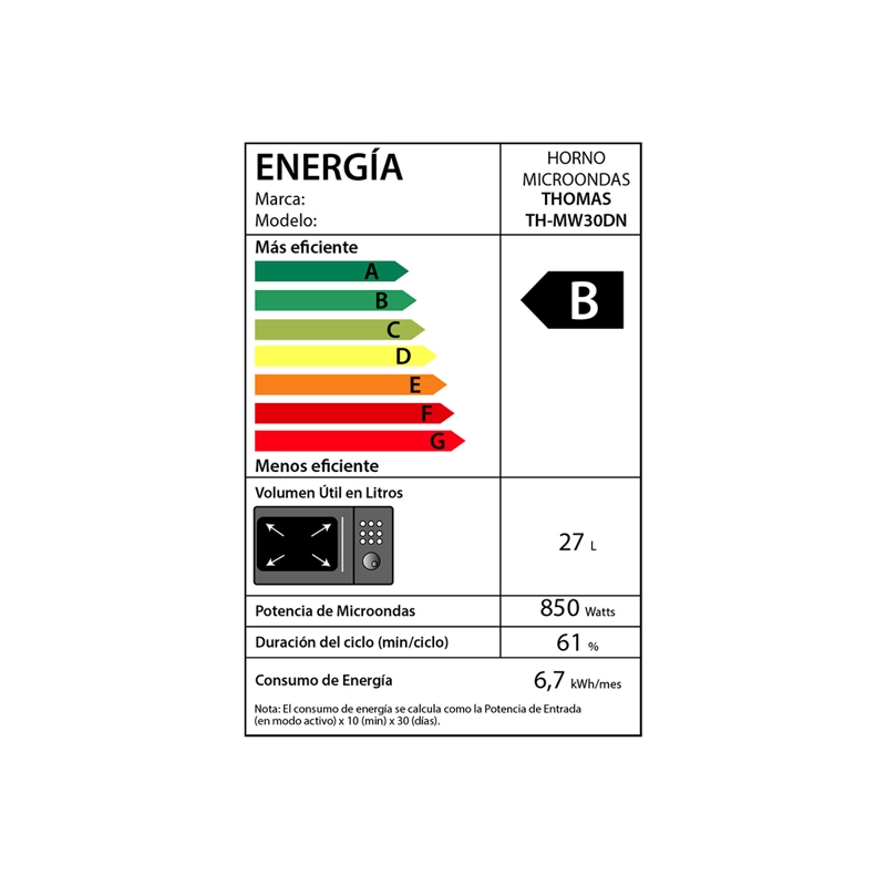 MICROONDAS THOMAS 30L EHM-THMW30DN - 9