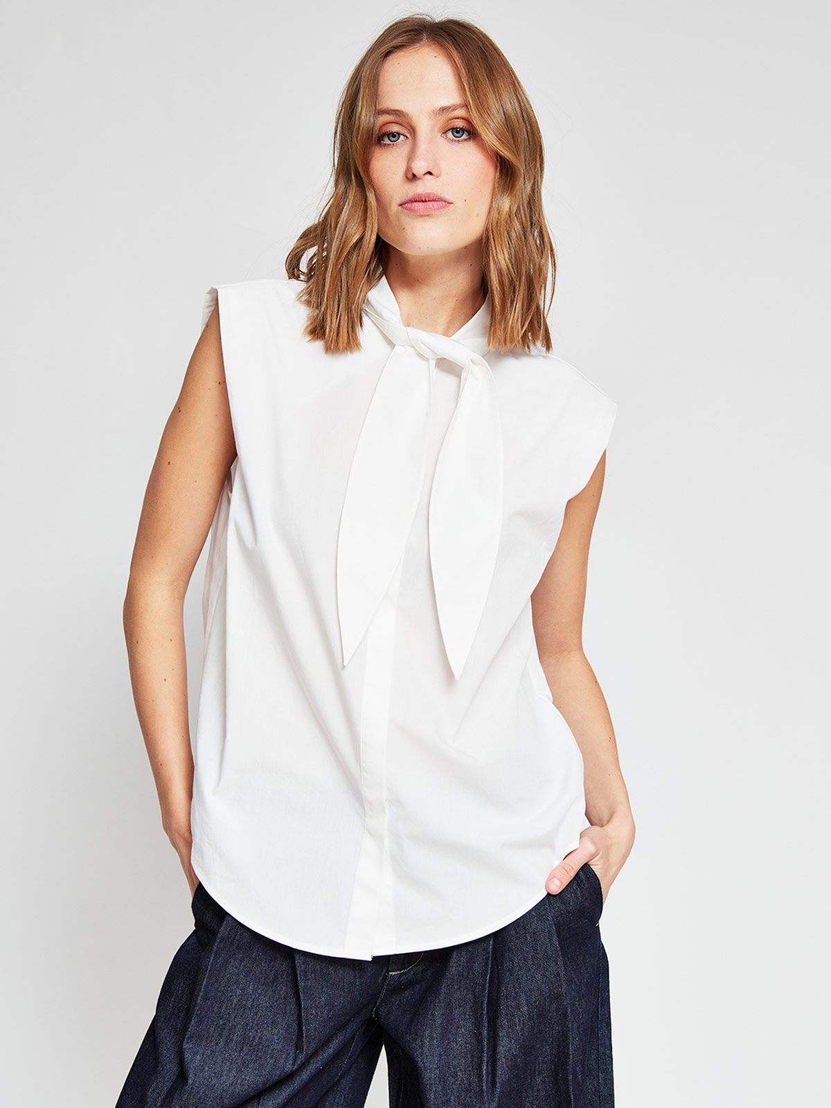 BLUSA MUJER MARQUIS ALGODÓN LAZO CUELLO - 2