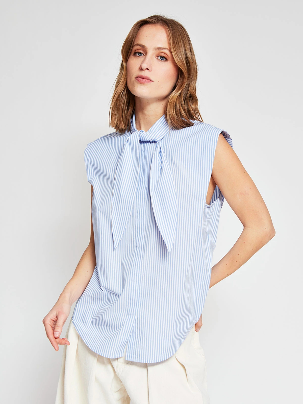 BLUSA MUJER MARQUIS ALGODÓN LAZO CUELLO - 2