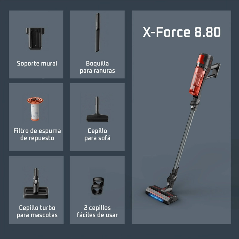 ASPIRADORA VERTICAL ROWENTA INALÁMBRICA X FORCE 8.8 ANIMAL RH1871E0 - 8
