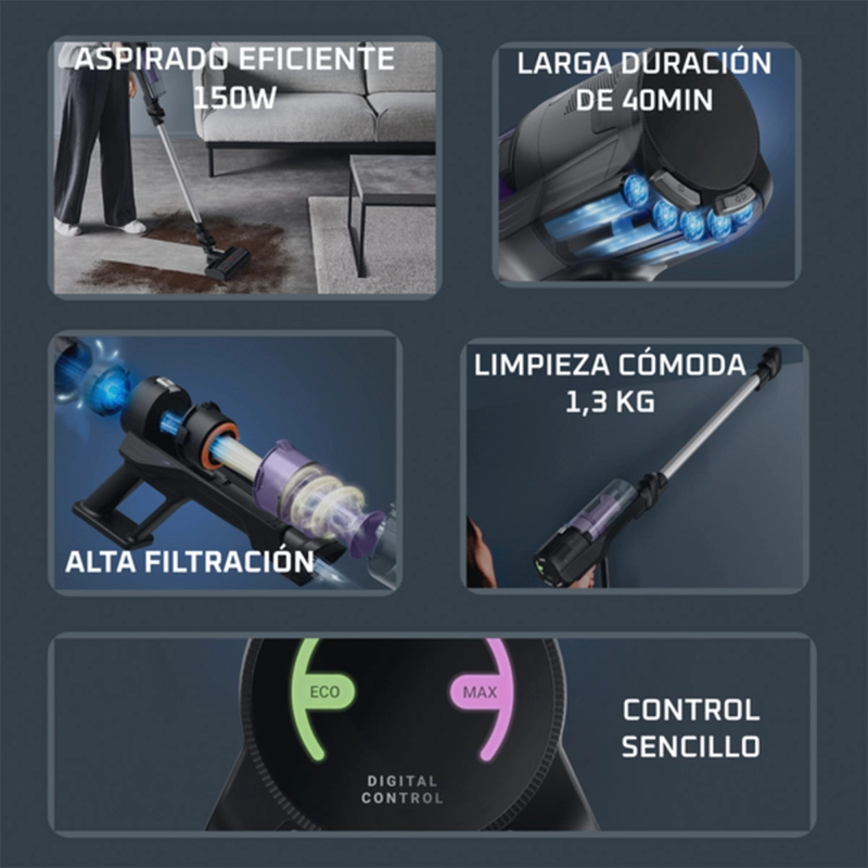 ASPIRADORA VERTICAL ROWENTA INALÁMBRICA XPERT 5.8 RH5A31E0 - 7