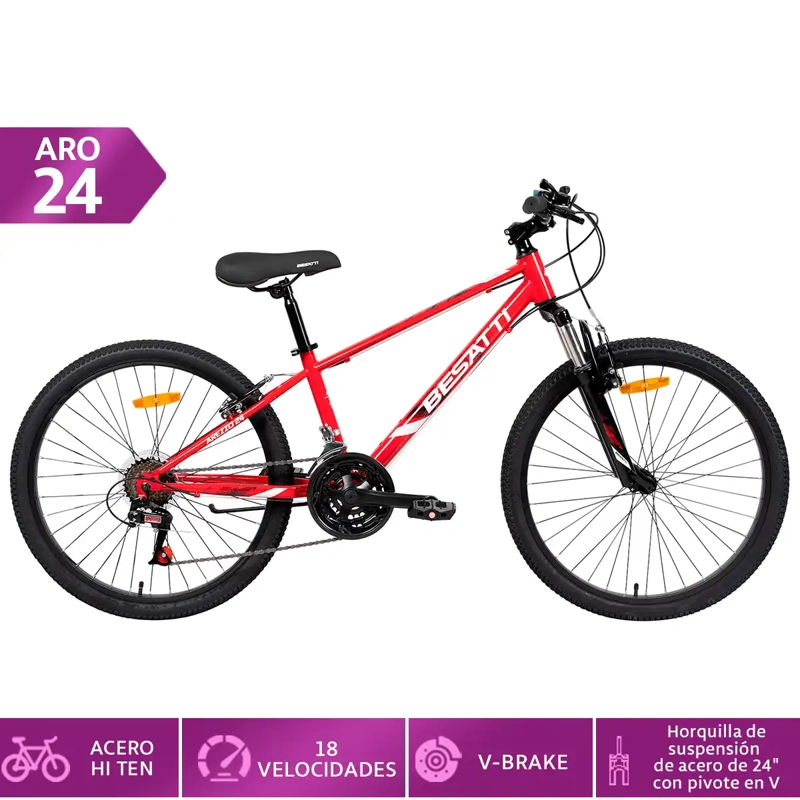 MOUNTAIN BIKE BESATTI AREZZO ARO 24 ROJO