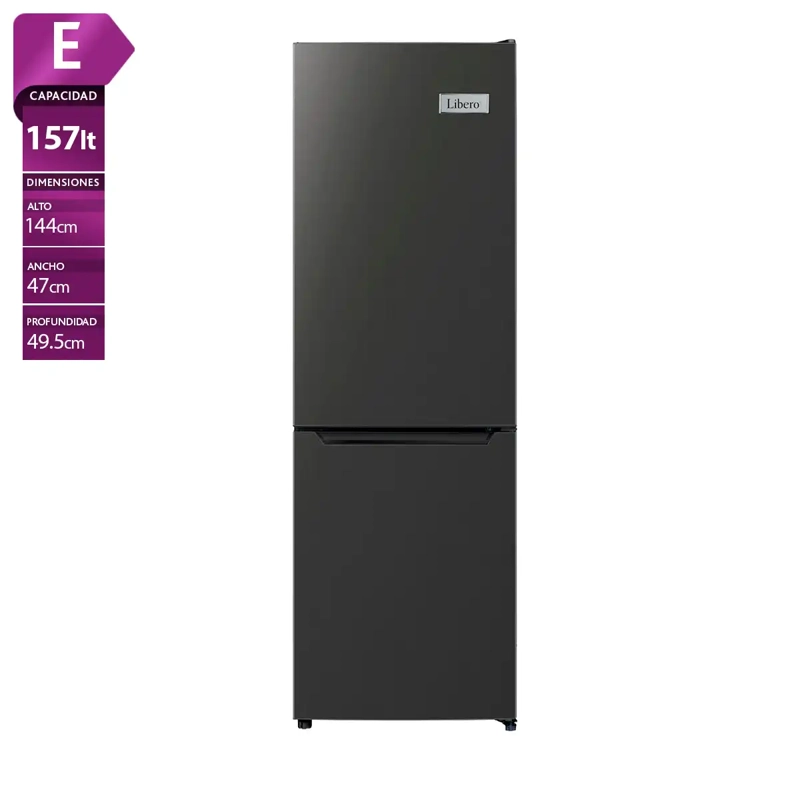 REFRIGERADOR BOTTOM FREEZER LIBERO LRB-180DFN 157L FRÍO DIRECTO NEGRO - 1