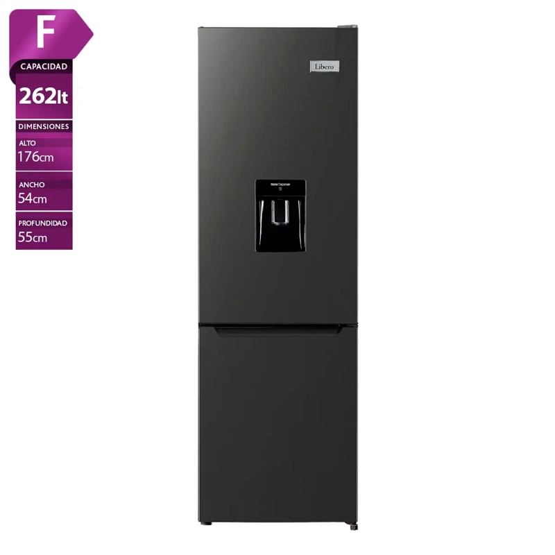 REFRIGERADOR BOTTOM FREEZER LIBERO LRB-270SDNW 262L FRÍO DIRECTO NEGRO - 1