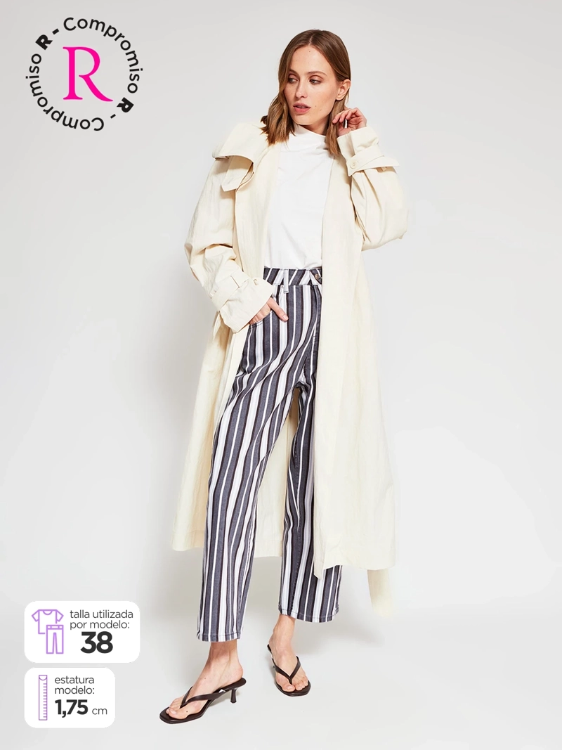 JEANS MUJER MARQUIS ALGODÓN BARREL RAYAS - 1
