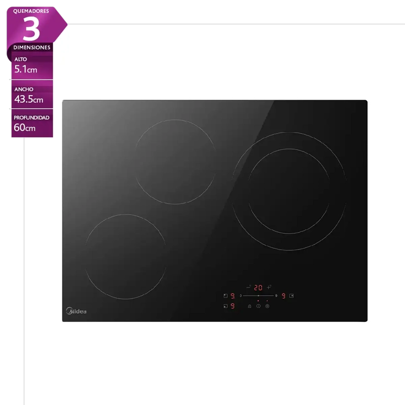 ENCIMERA VITROCERÁMICA ELÉCTRICA MIDEA 3 PLATOS MC-6T46D1R297 - 1