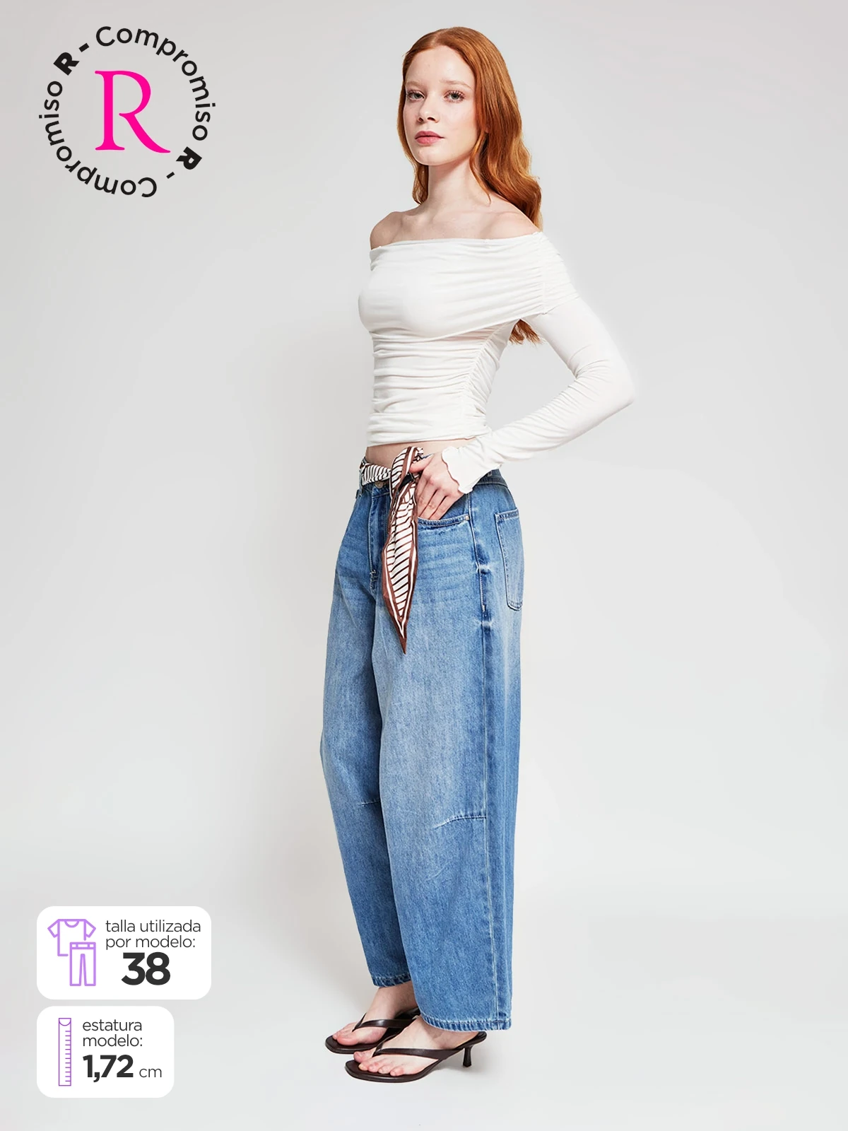 JEANS MUJER INDEX ALGODÓN BARREL CROPPED