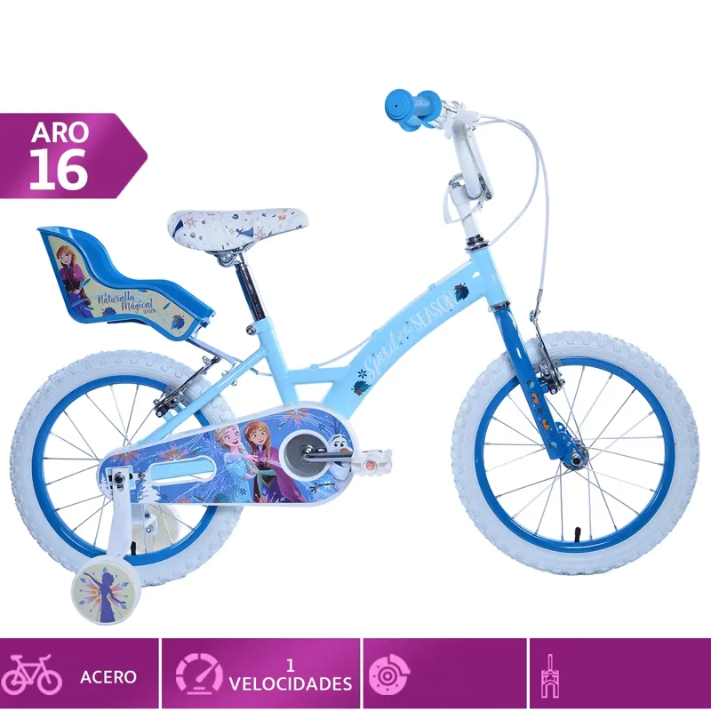BICICLETA DISNEY FROZEN ARO 16 CELESTE