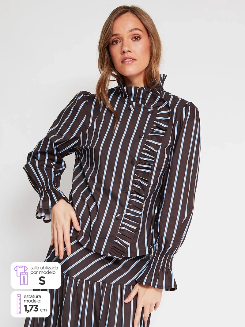 BLUSA MUJER MARQUIS ALGODÓN RUCHA LISTADA