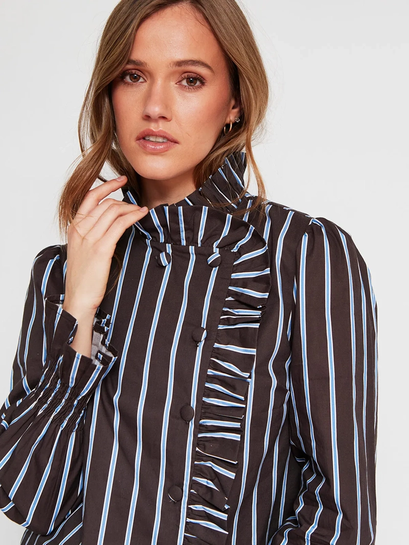 BLUSA MUJER MARQUIS ALGODÓN RUCHA LISTADA - 3