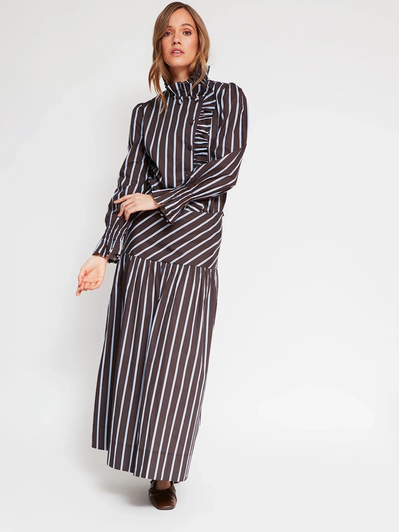 BLUSA MUJER MARQUIS ALGODÓN RUCHA LISTADA - 4