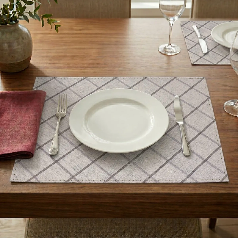 SET 4 INDIVIDUALES CLASSIC CUADROS GRIS - 1