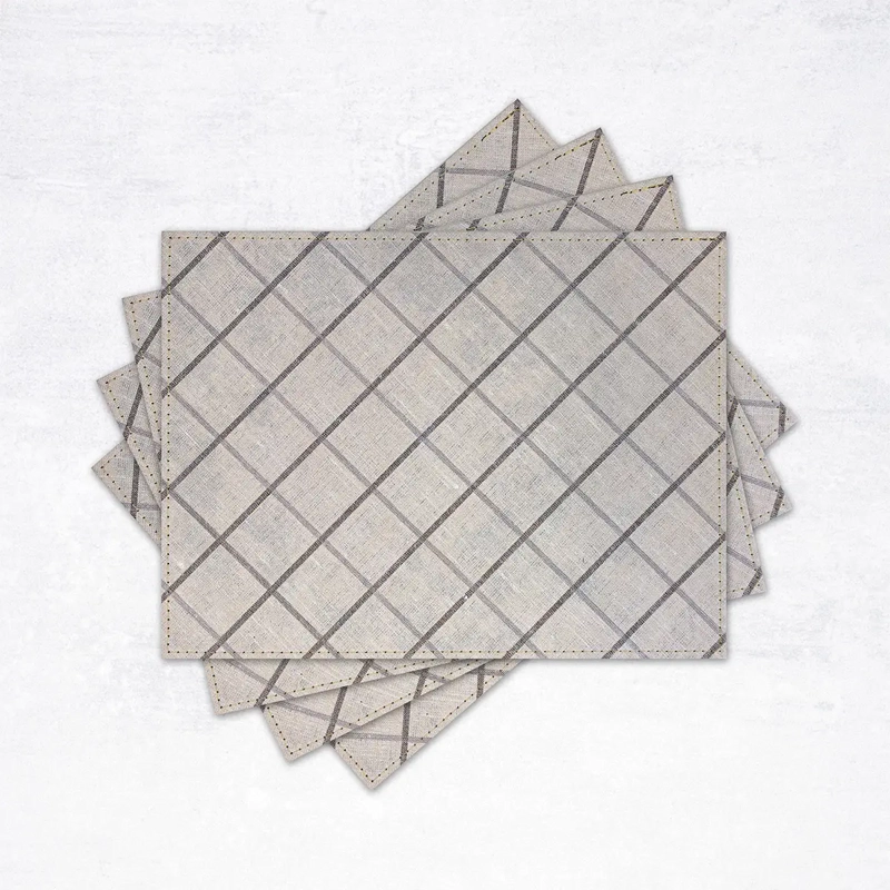 SET 4 INDIVIDUALES CLASSIC CUADROS GRIS - 2