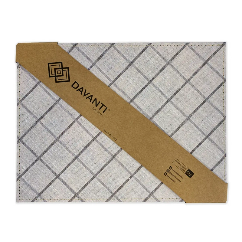 SET 4 INDIVIDUALES CLASSIC CUADROS GRIS - 3