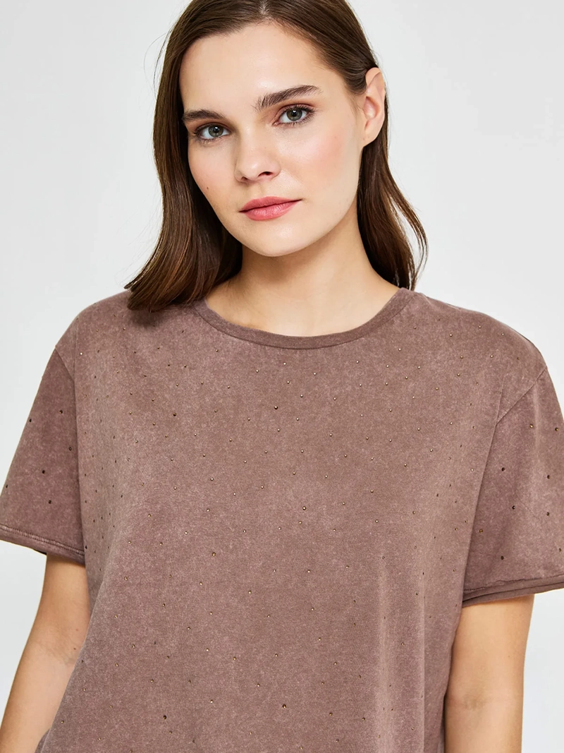 POLERA MUJER BARBADOS ALGODÓN MANGA CORTA TACHAS - 3