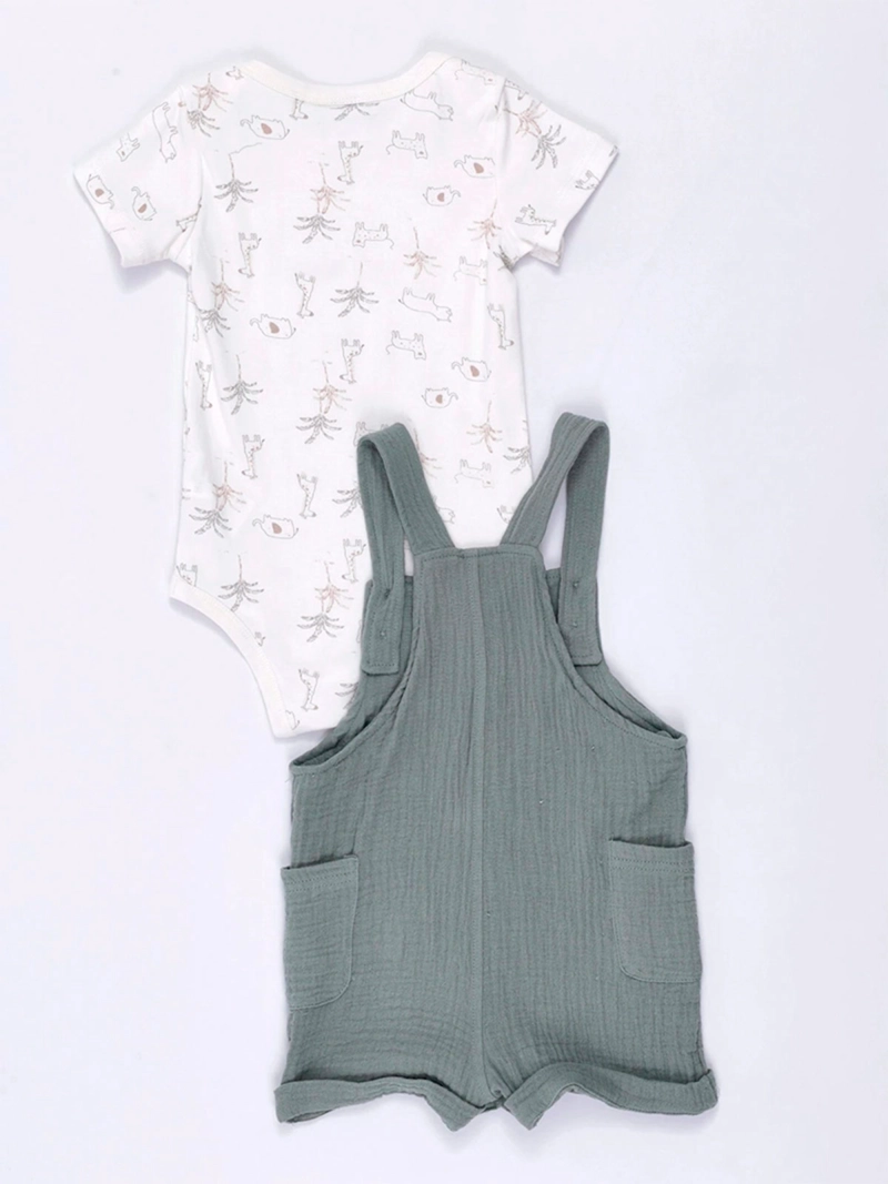 CONJUNTO NIÑO BABY HARVEST JARDINERA FIBRA NATURAL Y BODY ESTAMPADO - 4