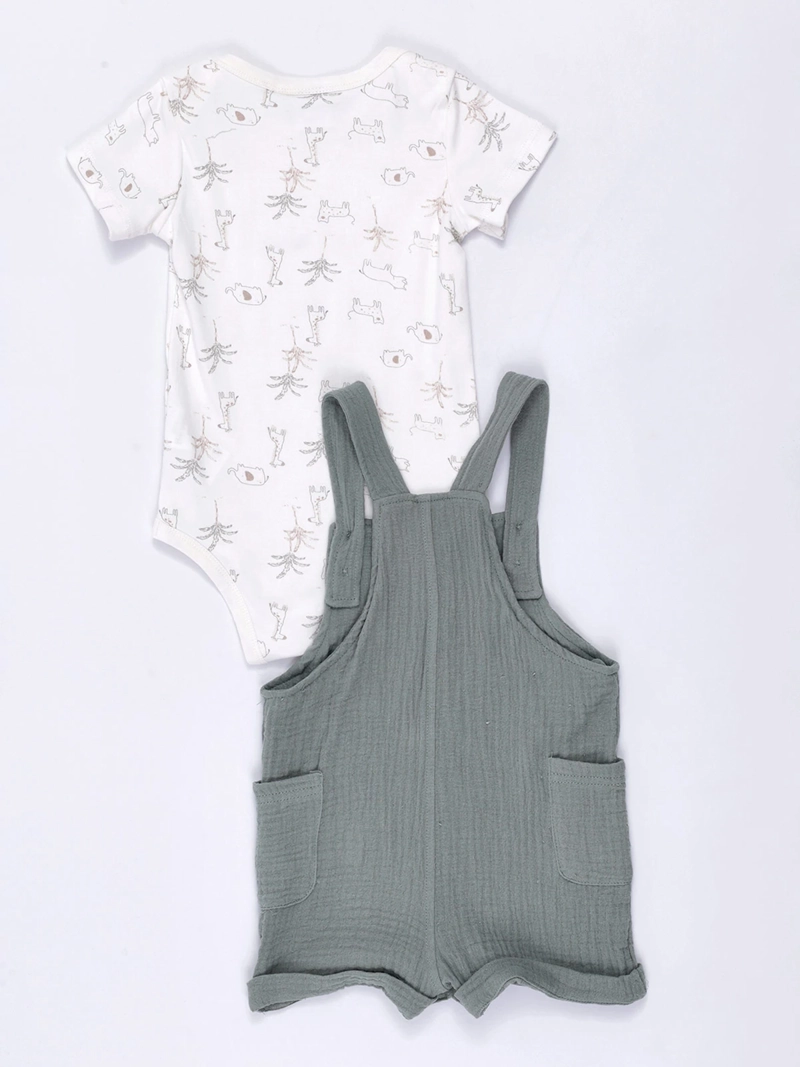 CONJUNTO NIÑO BABY HARVEST JARDINERA FIBRA NATURAL Y BODY ESTAMPADO - 2