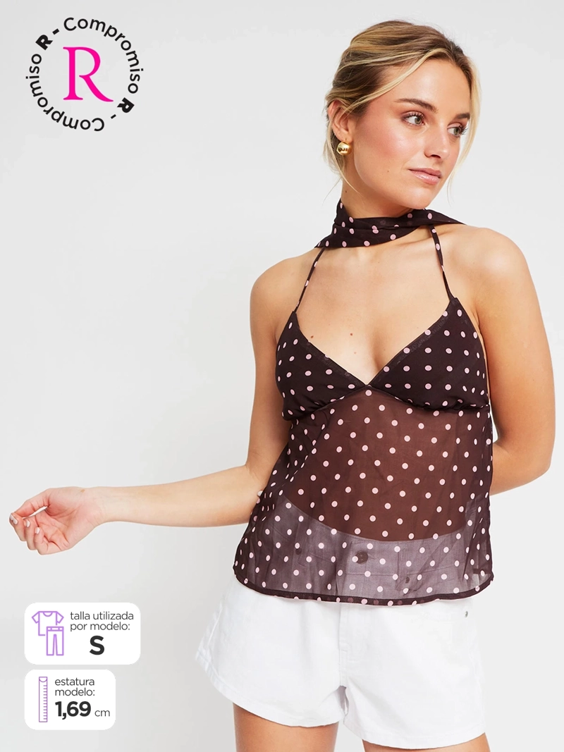 BLUSA MUJER INDEX SIN MANGAS LUNARES PAÑUELO