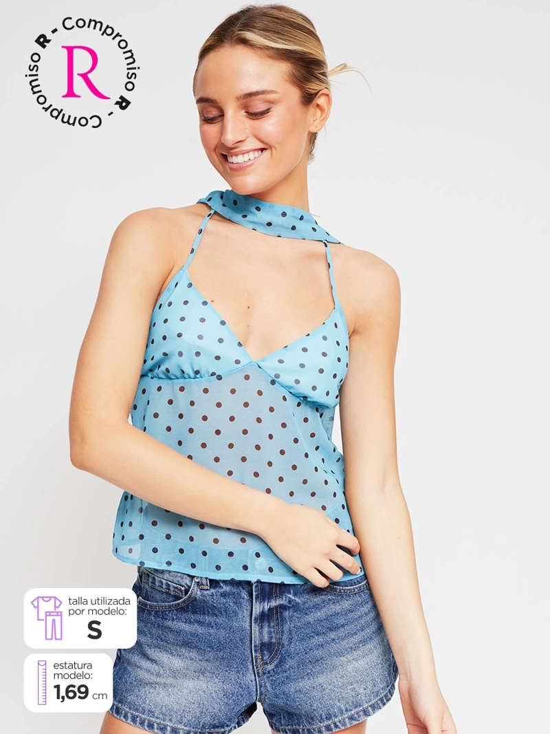 BLUSA MUJER INDEX SIN MANGAS LUNARES PAÑUELO