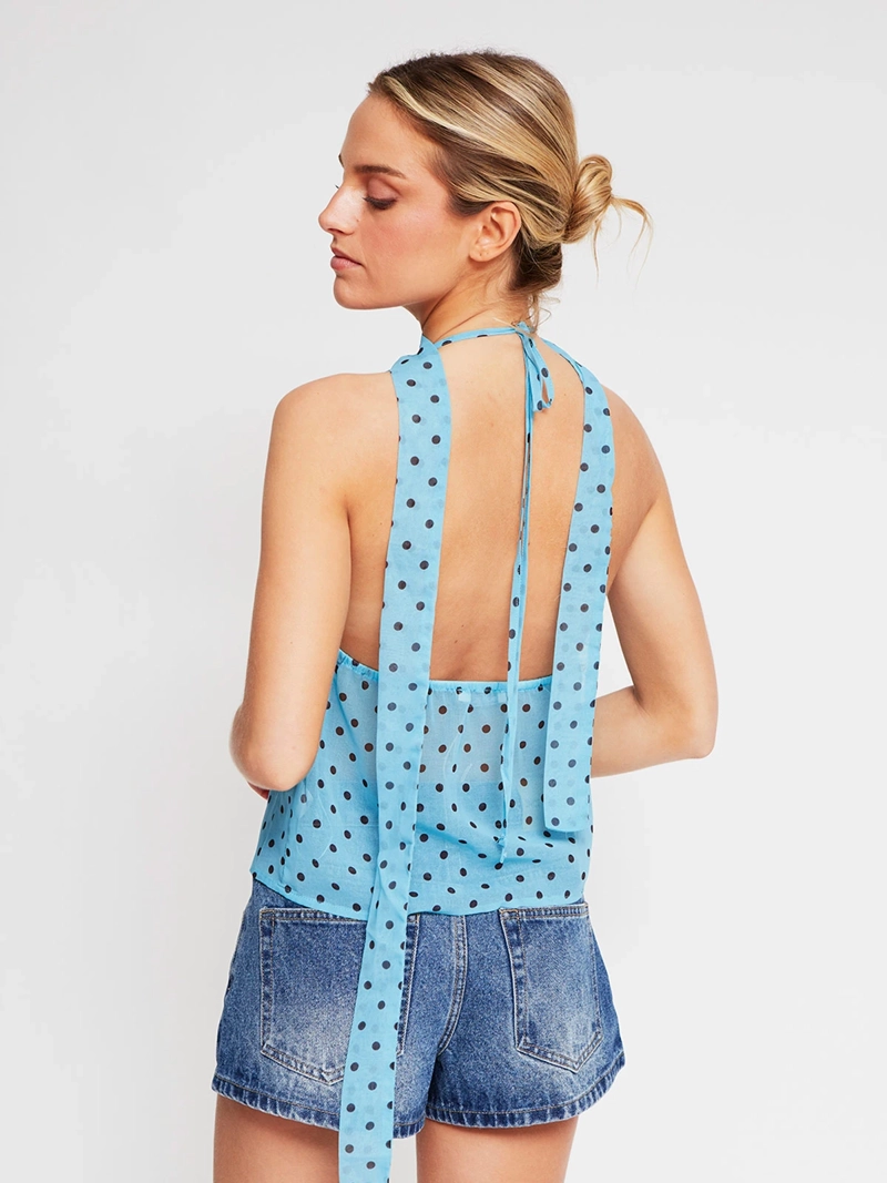BLUSA MUJER INDEX SIN MANGAS LUNARES PAÑUELO - 2