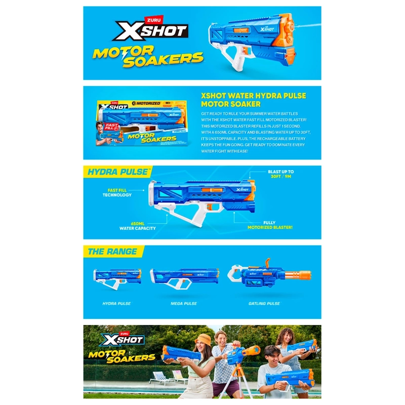 LANZA AGUA X-SHOT MOTORIZADO AGUA HIDRA PULSE ZURU - 11