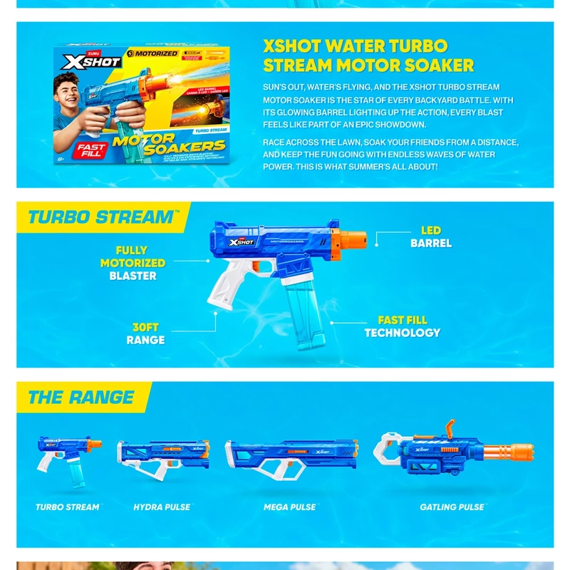 LANZA AGUA X-SHOT AGUA MOTORIZADO TURBO STREAM ZURU - 16