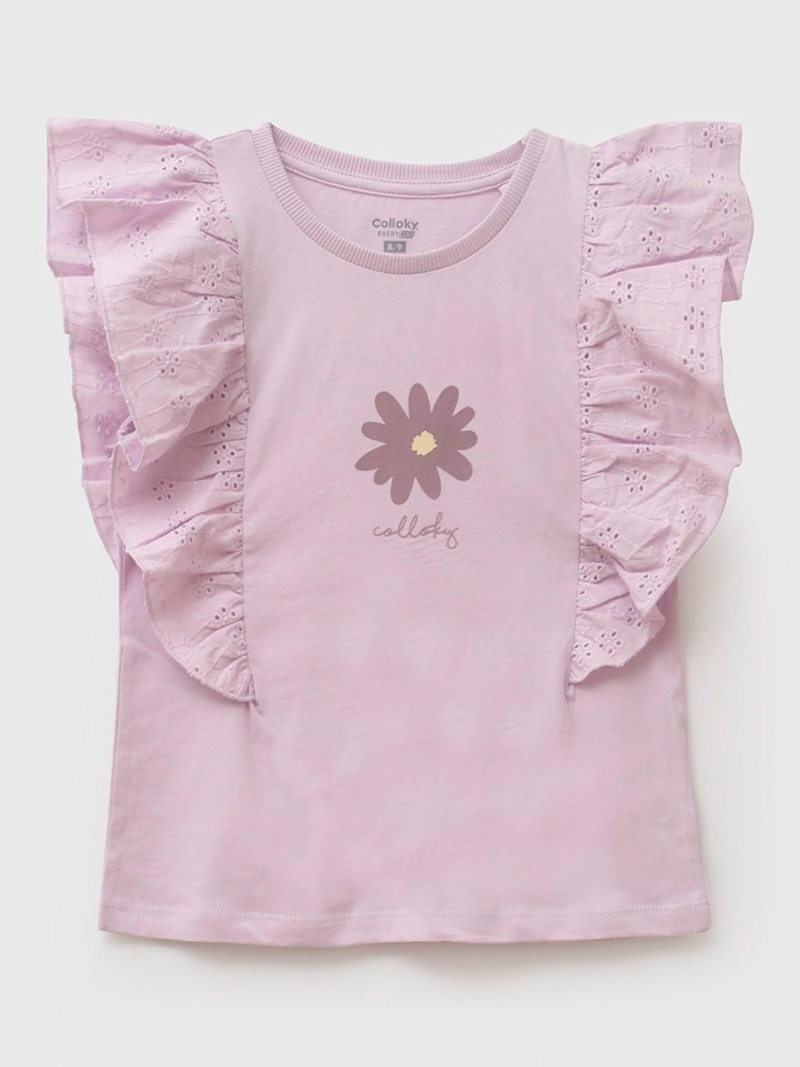 POLERA NIÑA COLLOKY MANGA CORTA ALGODÓN FLORES  - 1