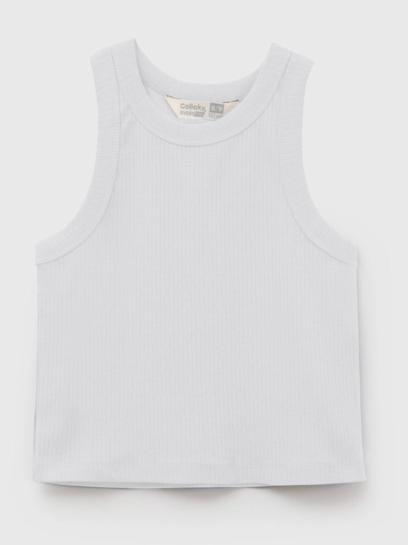 POLERA NIÑA COLLOKY CROP SIN MANGAS LISA ALGODÓN