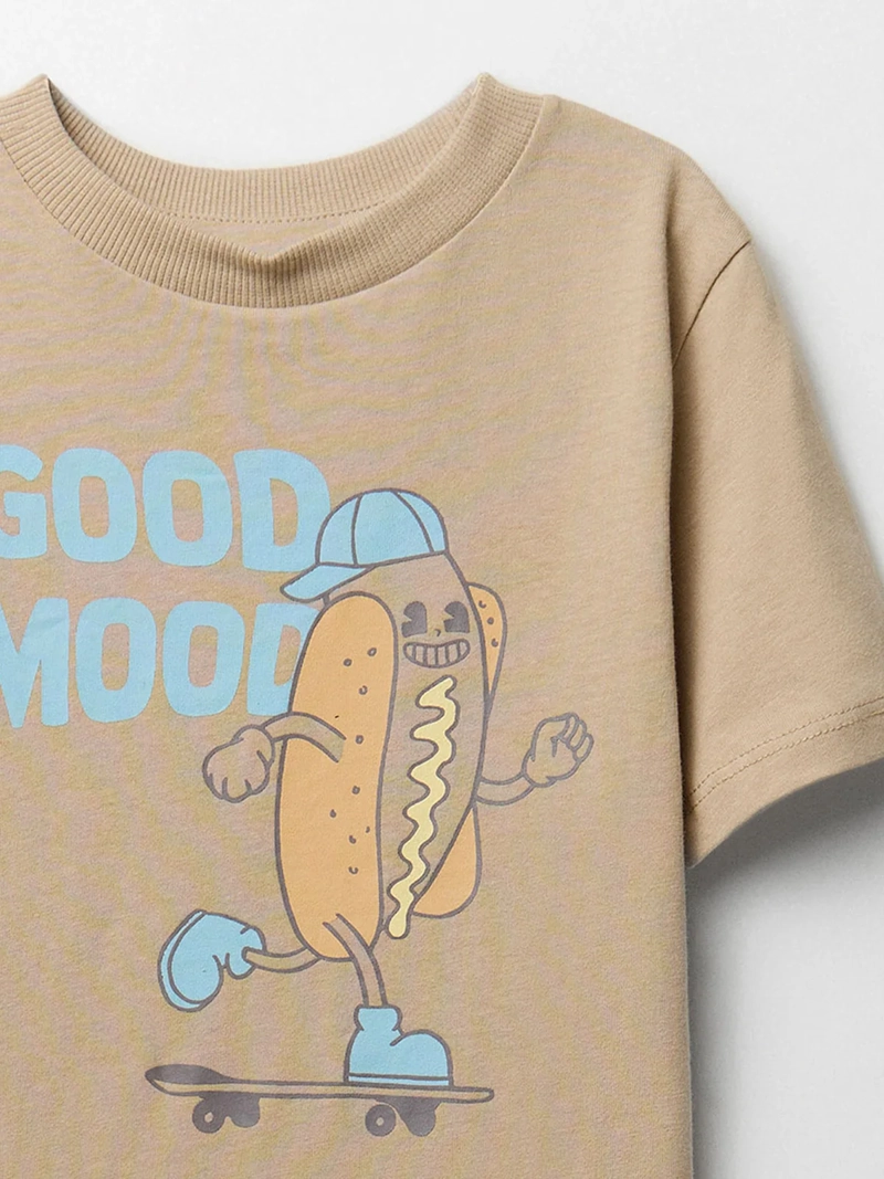 POLERA NIÑO SFERA MANGA CORTA CUELLO REDONDO ESTAMPADO DELANTERO HOT DOG - 2