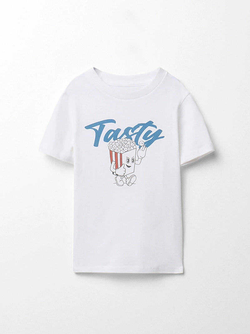 POLERA NIÑO SFERA MANGA CORTA ALGODÓN ESTAMADO PALOMITAS