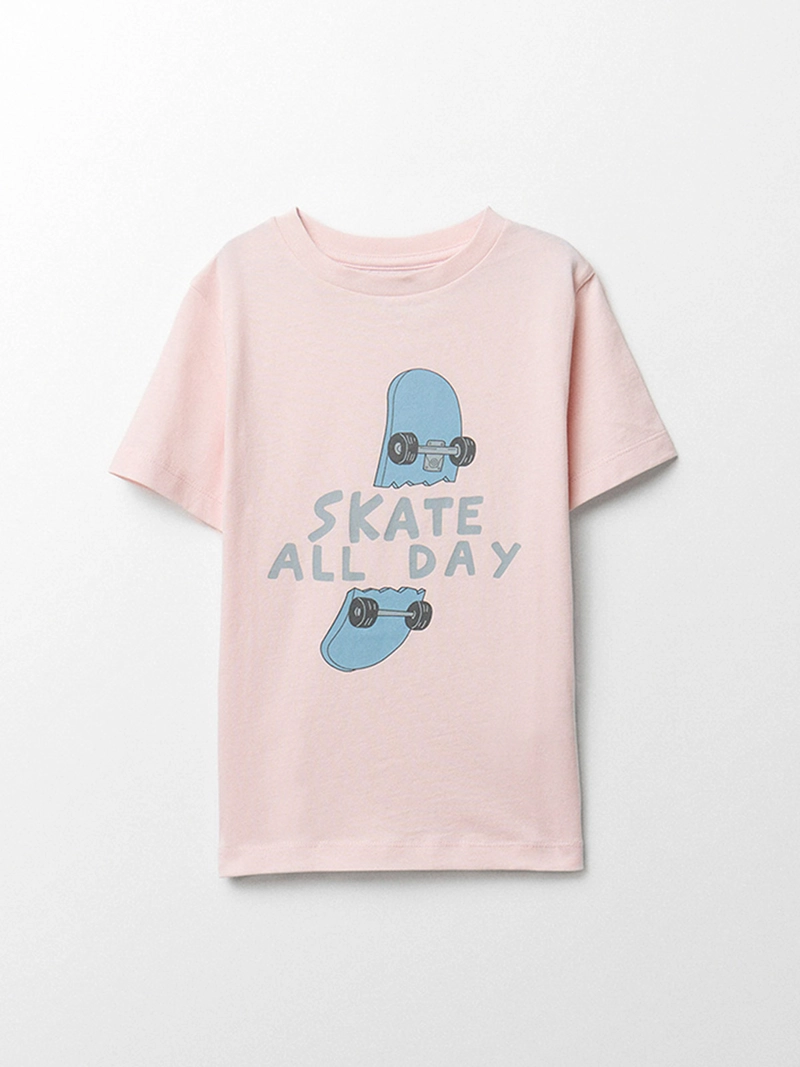 POLERA NIÑO SFERA MANGA CORTA CUELLO REDONDO ESTAMPADO SKATE