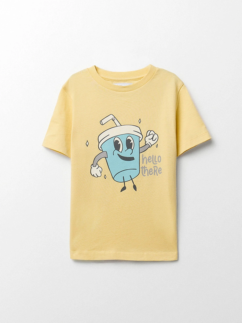 POLERA NIÑO MANGA CORTA CUELLO REDONDO ESTAMPADO BATIDO