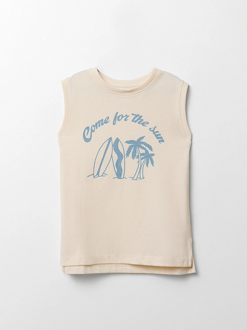 POLERA NIÑO SFERA SIN MANGAS ALGODÓN ESTAMPADO DELANTERO
