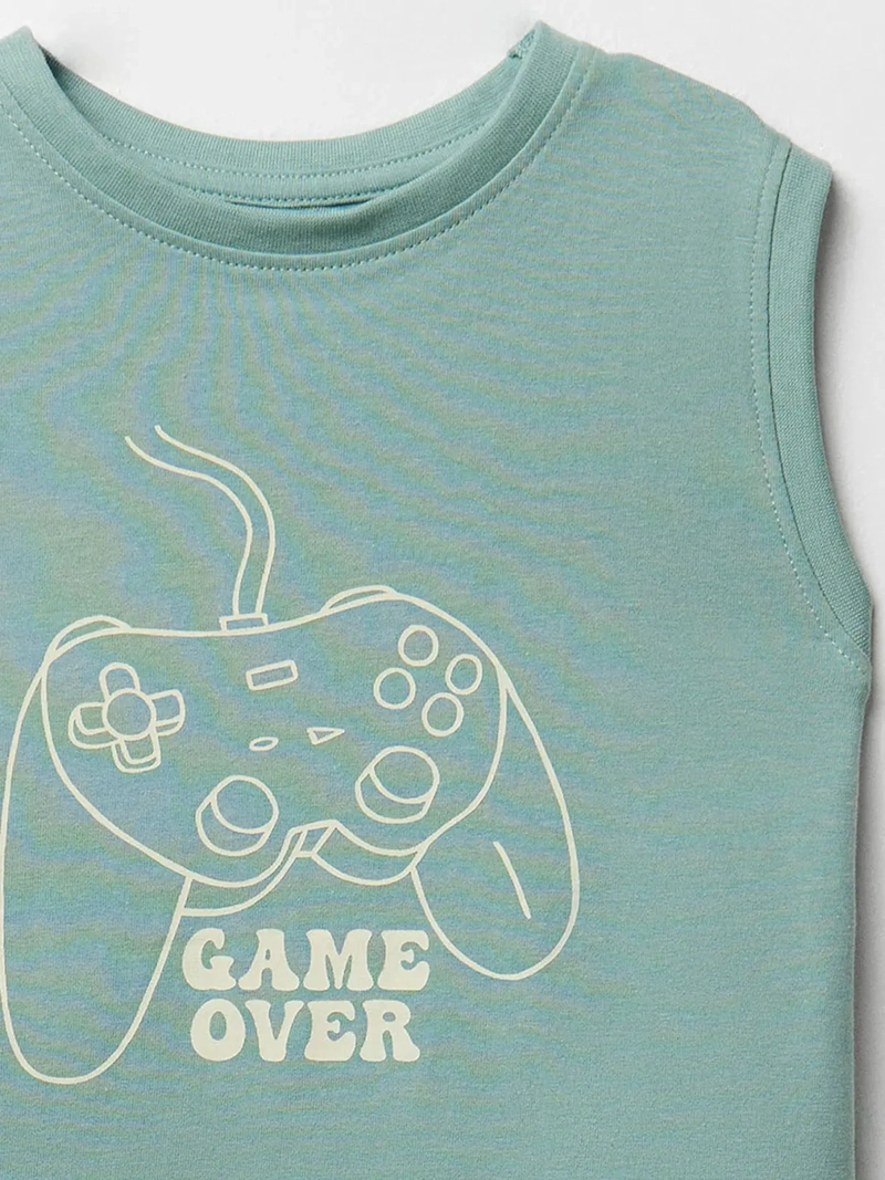 POLERA NIÑO SFERA SIN MANGAS ALGODÓN ESTAMPADO DELANTERO - 2