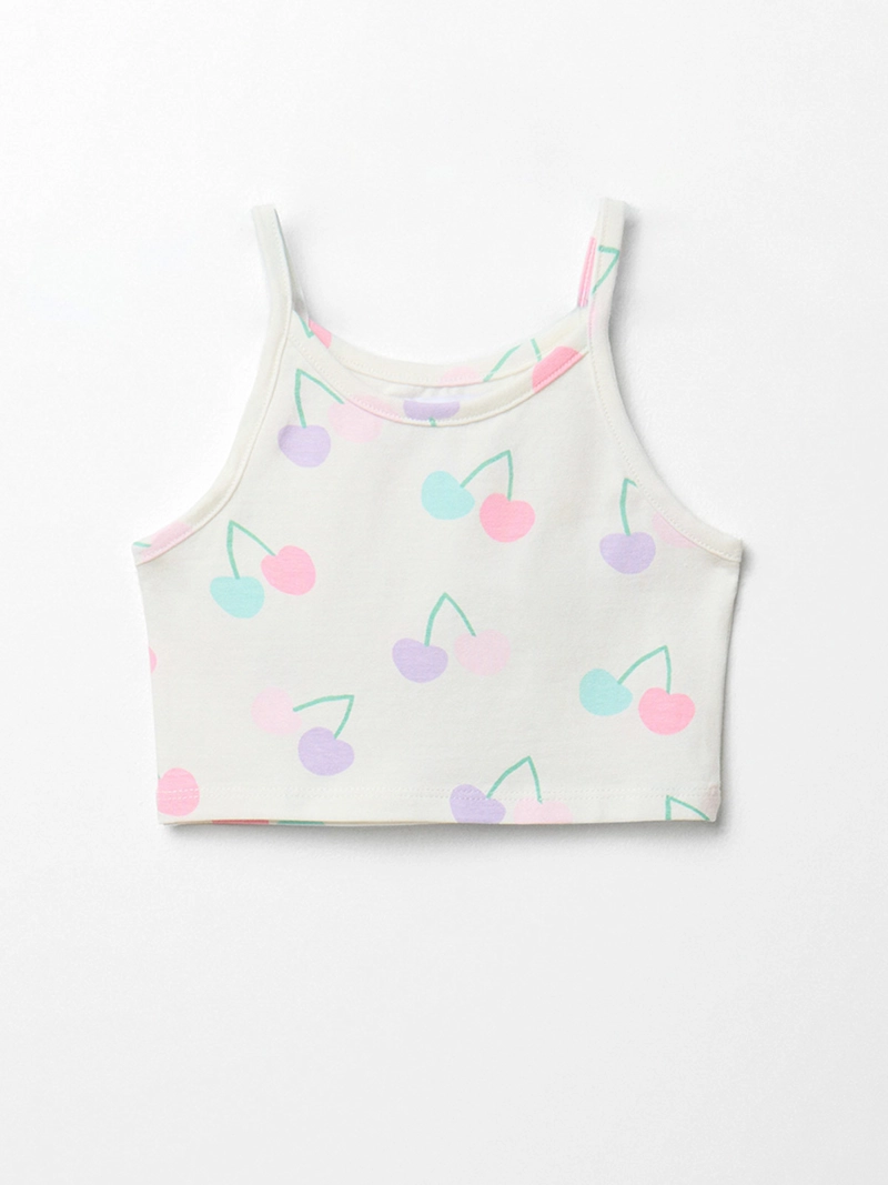 POLERA NIÑA SFERA TIRANTES DISEÑO ESTAMPADO CEREZA