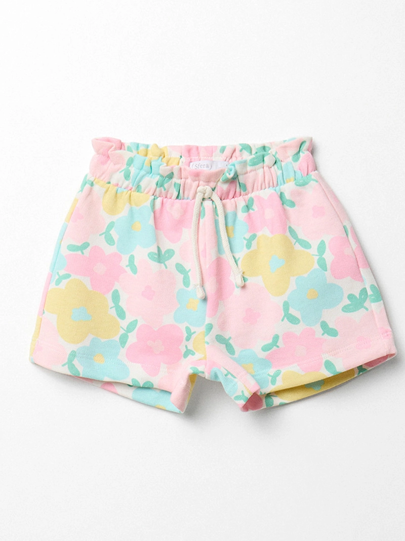 SHORT NIÑA SFERA ESTAMPADO FLORES CORDÓN AJUSTABLE EN LA CINTURA